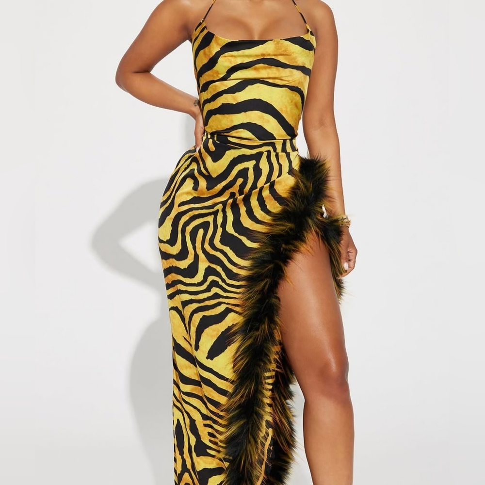 Yellow and Black Zebra Print Dress